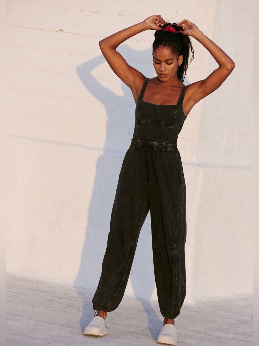 Free People Movement Inbound Washed Black Jumpsuit - Sz S